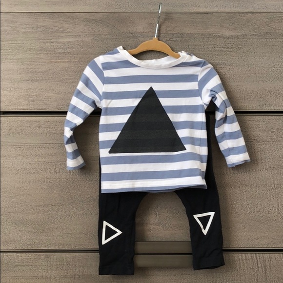 Tiny Tribe striped shirt with black legging 3-6 mo - Picture 1 of 4